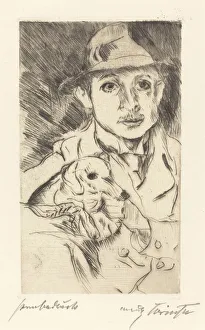 Corinth Lovis Prints: Knabe mit Hund (Boy with Dog), 1915. Creator: Lovis Corinth