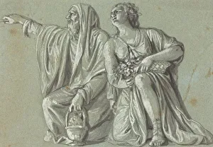 Heightened Prints: Two Kneeling Figures with Offerings. Creator: Unknown
