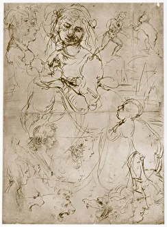 Royal Library Prints: Kneeling Madonna with the Child and St. John, 1478-1480. Artist: Leonardo da Vinci