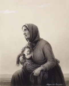 Hopeful Prints: Kneeling Peasant Woman, mid 19th century. Creator: Johann Georg Meyer