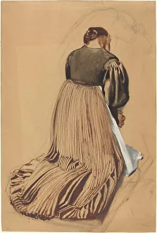 Behind Prints: Kneeling Woman from Behind, c. 1909. Creator: Konrad Böse