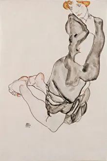 Kneeling Woman with a Gray Cape (Wally Neuzil), 1912