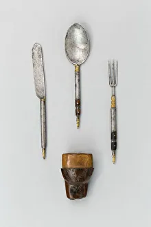 Knife, Fork and Spoon with Cap of a Trousse-Sheath, Europe, late 17th century(?)