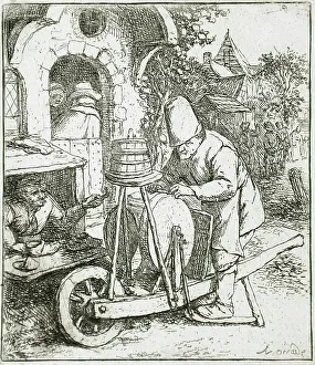 Sharpening Prints: The Knife Grinder, c1682. Creator: Adriaen van Ostade