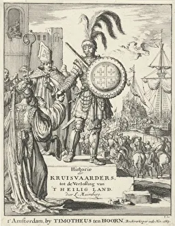 Knight with the coat of arms of Jerusalem (From: Historie der kruisvaarders, tot de verlossing van t Artist: Ten Hoorn, Timotheus (1644-1715)
