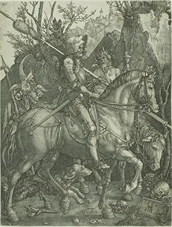 Hour Glass Prints: Knight, Death, and Devil, 1564. Creator: Jan Wierix