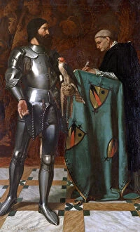Knight dictating a letter to a Monk, 1865. Artist: Octave Penguilly L'Haridon