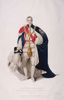 Charles William Gallery: Knight of the Garter in ceremonial costume, 1824. Artist: William Bond