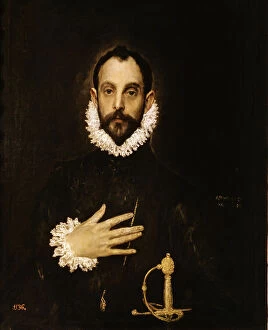 Images Dated 30th January 2013: The Knight of the hand on the chest, anonymous personage painted by El Greco, in the Prado Museum