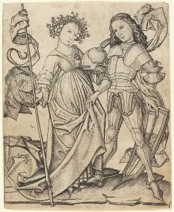 Meister Es Prints: The Knight and the Lady, c. 1460/1465. Creator: Master ES