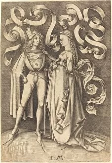 Codpiece Gallery: The Knight and the Lady, c. 1495 / 1503. Creator: Israhel van Meckenem