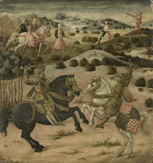 Single Combat Prints: Knight Legend Scene, 1450-1475. Artist: Anonymous