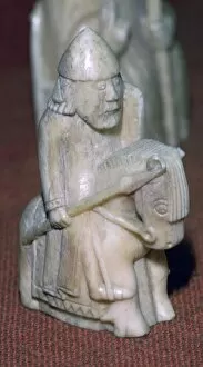 Norse Gallery: A Knight - The Lewis Chessmen, (Norwegian?), c1150-c1200