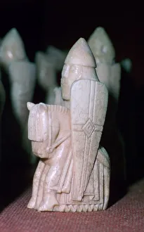 A Knight - The Lewis Chessmen, (Norwegian?), c1150-c1200