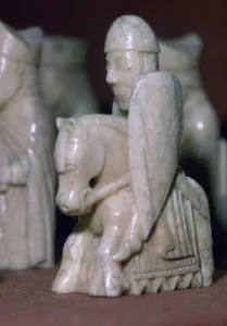 A Knight - The Lewis Chessmen, (Norwegian?), c1150-c1200