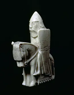 A Knight - The Lewis Chessmen, (Norwegian?), c1150-c1200