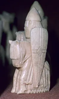 A Knight - The Lewis Chessmen, (Norwegian?), c1150-c1200