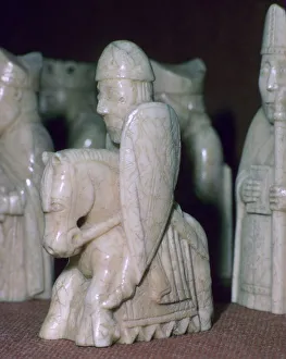 A Knight - The Lewis Chessmen, (Norwegian?), c1150-c1200