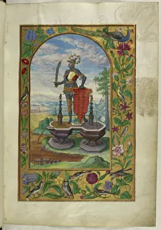 Knight standing on fountains, 1582. Creator: Unknown
