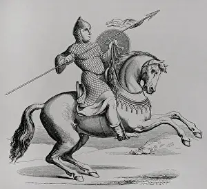 Knight wearing hauberk, Middle Ages, (1877). Creator: Unknown