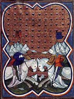 Casque Prints: Knights charging, end of the 14th century. Creator: Unknown