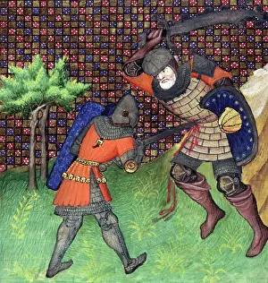 Casque Prints: Two knights fighting, c1415. Creator: Unknown