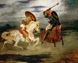 Knights Fighting in the Countryside. Artist: Delacroix, Eugene (1798-1863) Knights Fighting in the Countryside. Artist: Delacroix, Eugene (1798-1863)