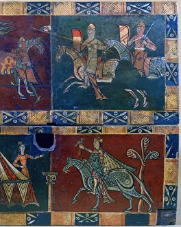 Images Dated 20th November 2006: Knights on horseback and king with a falcon, 12th century