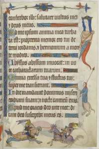 Casque Prints: Two knights jousting, 1325-1335. Creator: Unknown