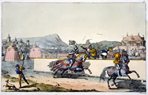 Spectator Sport Prints: Knights jousting at a tournament, 19th century
