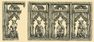 Knights and Ladies Seated under Canopies, pierced ivory panel, mid-late 14th century, (1881)