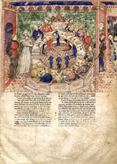 The Knights of the Round (Miniature from La Quete du Saint Graal et la Mort d Arthus), ca 1220. Artist: Anonymous master