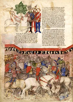The Knights of the Round (Miniature from La Quete du Saint Graal et la Mort d Arthus), ca 1220. Artist: Anonymous master