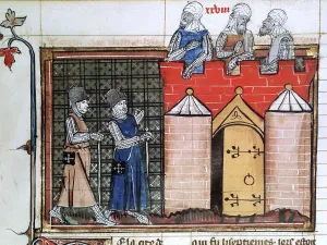 Crusade Prints: Knights Templar before Jerusalem, c1099, (14th century)