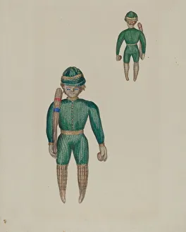 Baseball Player Gallery: Knitted Doll, c. 1936. Creator: Jane Iverson