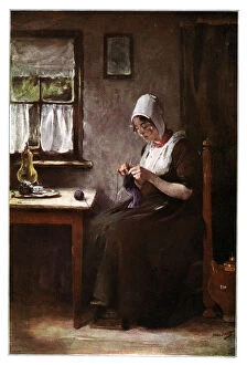 Images Dated 2nd May 2007: Knitting fisherwoman, 1901.Artist: Hobbe Smith