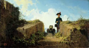 Spitzweg Prints: The Knitting Guard, 1855