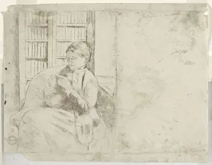1844 1926 Prints: Knitting in the Library (verso), c. 1881. Creator: Mary Cassatt (American, 1844-1926)