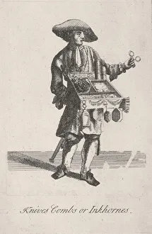Marcellus Laroon Prints: Knives Combs or Inkhornes, Cries of London, c1688