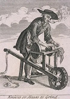 Grinding Wheel Prints: Knives or Sizars to Grind, Cries of London, (c1688?)