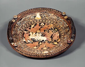 Mythological Collection: Knob-Handled Patera (Dish), 330-320 BCE. Creator: Baltimore Painter
