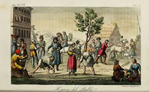 Childrens Games Gallery: Knucklebones. Illustration from Il costume antico e moderno o storia del governo