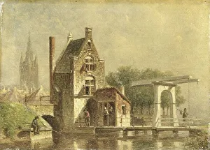 Drawbridge Prints: The Koepoort (Cow Gate) in Delft, 1850-1892. Creator: Pieter Gerard Vertin