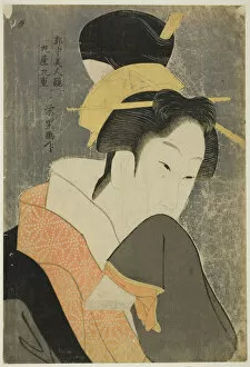 Sleeve Gallery: Kokonoe of the Maruya, from the series Beauties of the Licensed Quarter..., c.1798