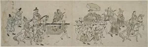 Moronobu Hishikawa Collection: Korean Embassy Parade, 1682. Creator: Hishikawa Moronobu