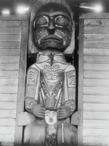 A Koskimo House-post, c1914. Creator: Edward Sheriff Curtis