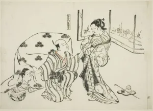 Warm Prints: Kotatsu Dojoji, no. 5 from a series of 12 prints depicting parodies of plays, c. 1716 / 35