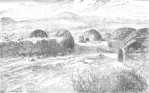 Kraal Prints: Kraal where Prince Louis Napoleon and his party off-saddled and were fired at, c1880