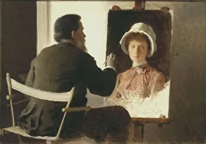 Ivan Nikolayevich 1837 1887 Prints: Kramskoy Painting a Portrait of his Daughter