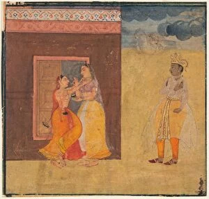 Amber Collection: Krishna Abhisarika Nayika, from a Rasikapriya manuscript, c. 1615-25. Creator: Unknown